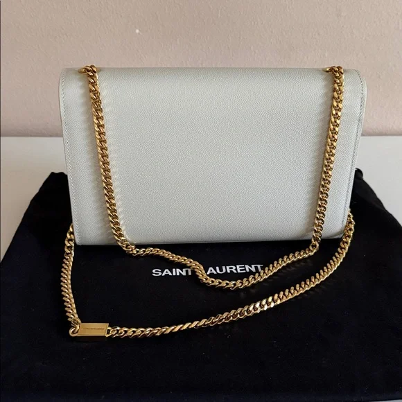 YSL WHITE KATE MEDIUM IN GRAIN DE POUDRE EMBOSSED LEATHER - Picture 5 of 9